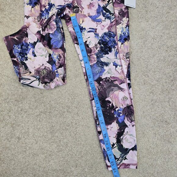 NEW RBX High Waisted Ankle Length Leggings Size Large Purple Floral Stretch NWT - Picture 13 of 13